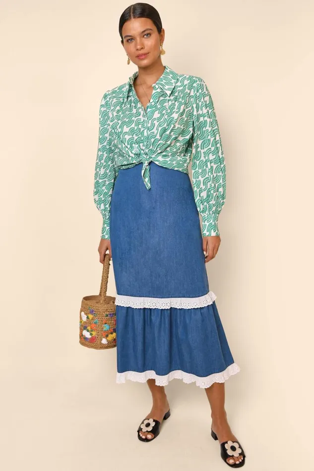 Elina Indigo Wash Women RIXO Skirts Elina Indigo Wash Women RIXO Skirts
