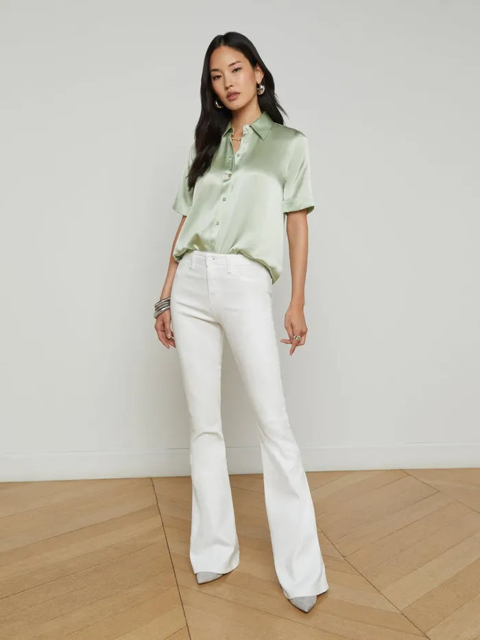 Ellah Silk Blouse Laurel Green Women L039Agence Blouses and Tops Ellah Silk Blouse Laurel Green Women L039Agence Blouses and Tops