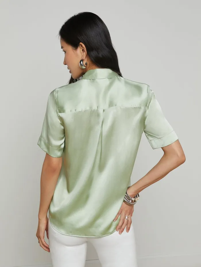 Ellah Silk Blouse Laurel Green Women L039Agence Blouses and Tops Ellah Silk Blouse Laurel Green Women L039Agence Blouses and Tops