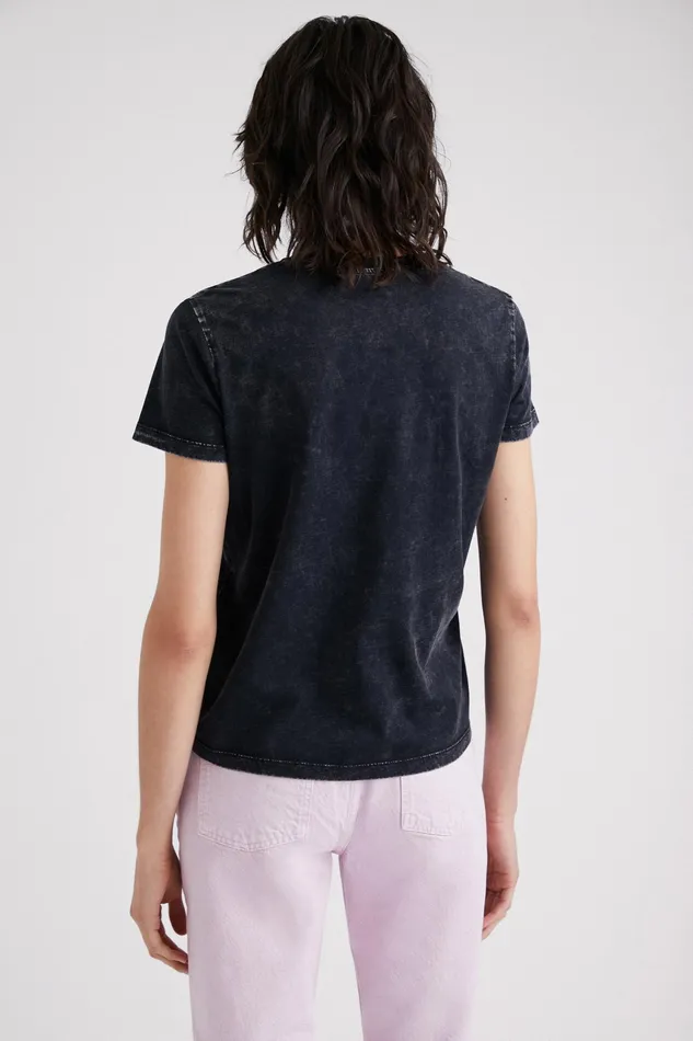 Embroidered Lip Patch Tshirt Women Desigual Tshirts