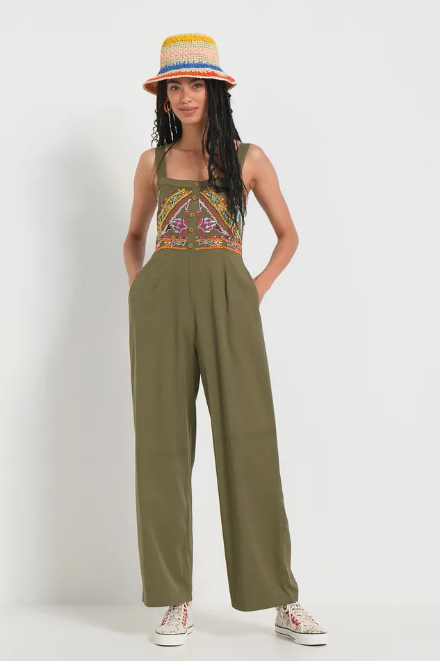 Ethnic Tencel Jumpsuit Women Desigual Pants and Leggings