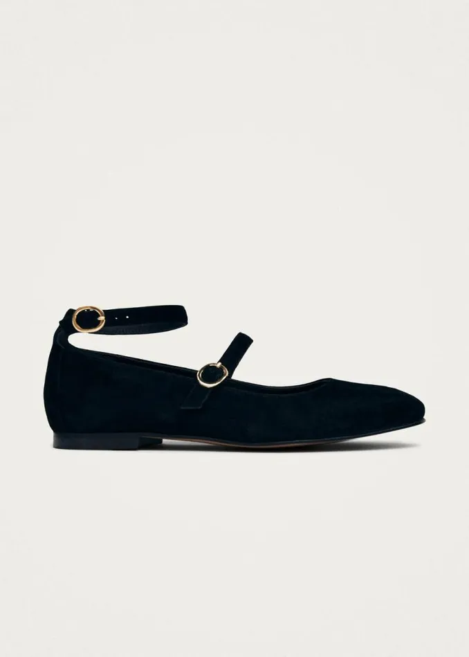 Evelyn Suede Black Leather Ballet Flats Women ALOHAS Ballet Flats