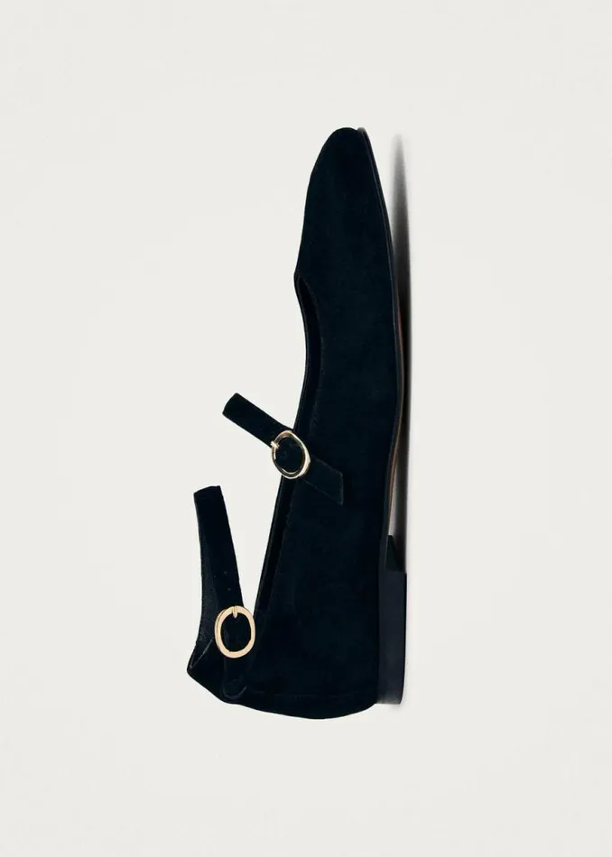 Evelyn Suede Black Leather Ballet Flats Women ALOHAS Ballet Flats