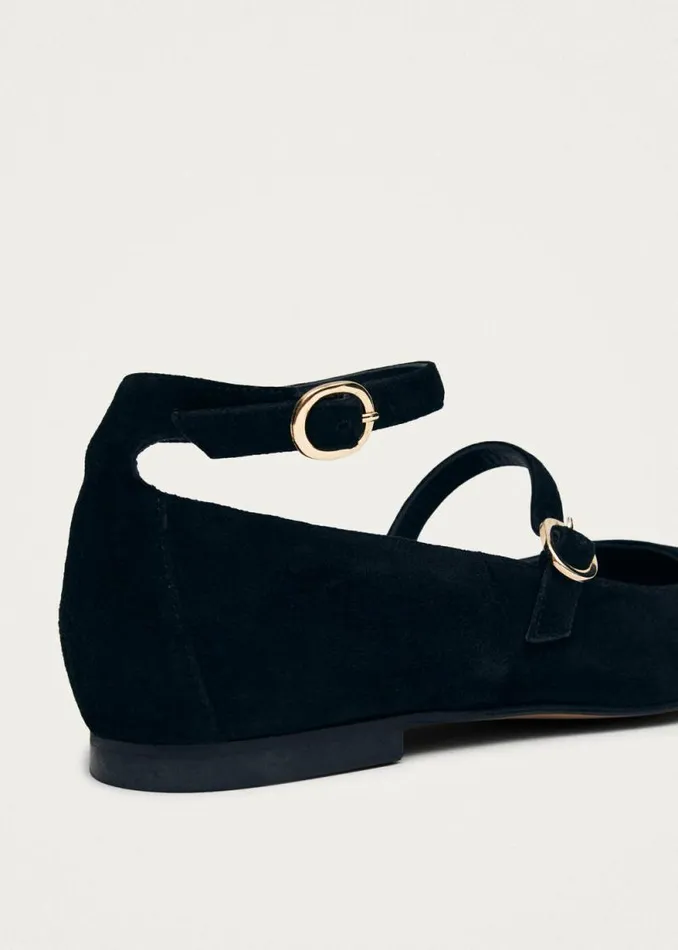 Evelyn Suede Black Leather Ballet Flats Women ALOHAS Ballet Flats