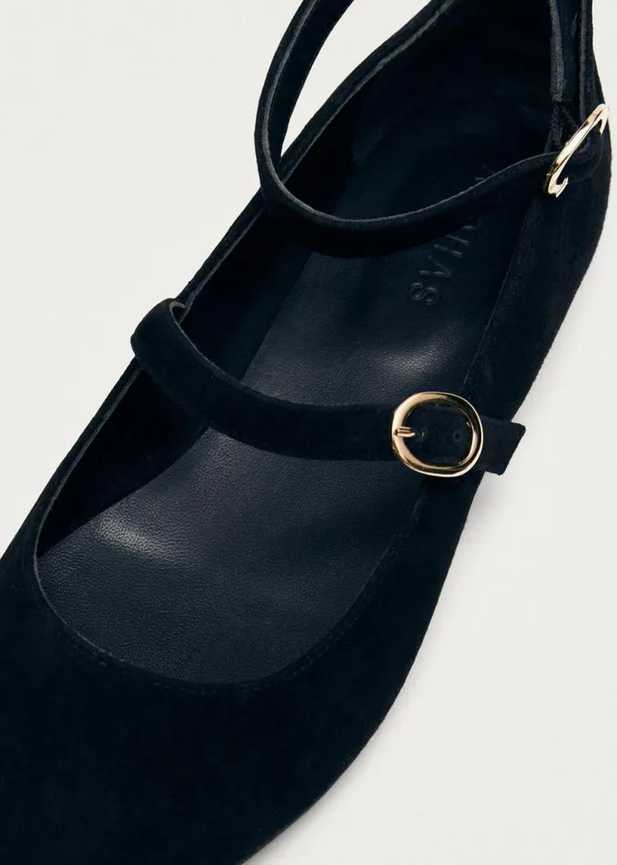 Evelyn Suede Black Leather Ballet Flats Women ALOHAS Ballet Flats