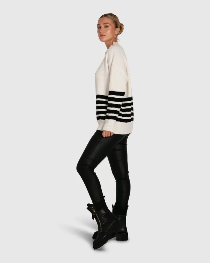 Everything I Do Oversize Striped Knit 8211 Black White Women Tops Belle and Bloom