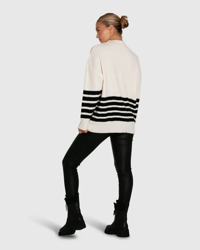 Everything I Do Oversize Striped Knit 8211 Black White Women Tops Belle and Bloom