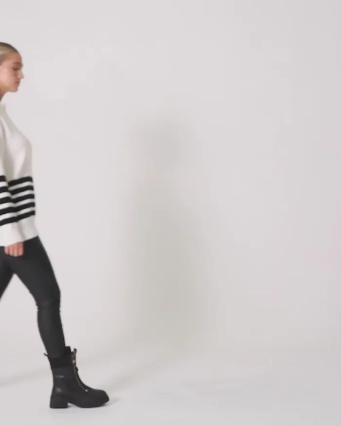 Everything I Do Oversize Striped Knit 8211 Black White Women Tops Belle and Bloom