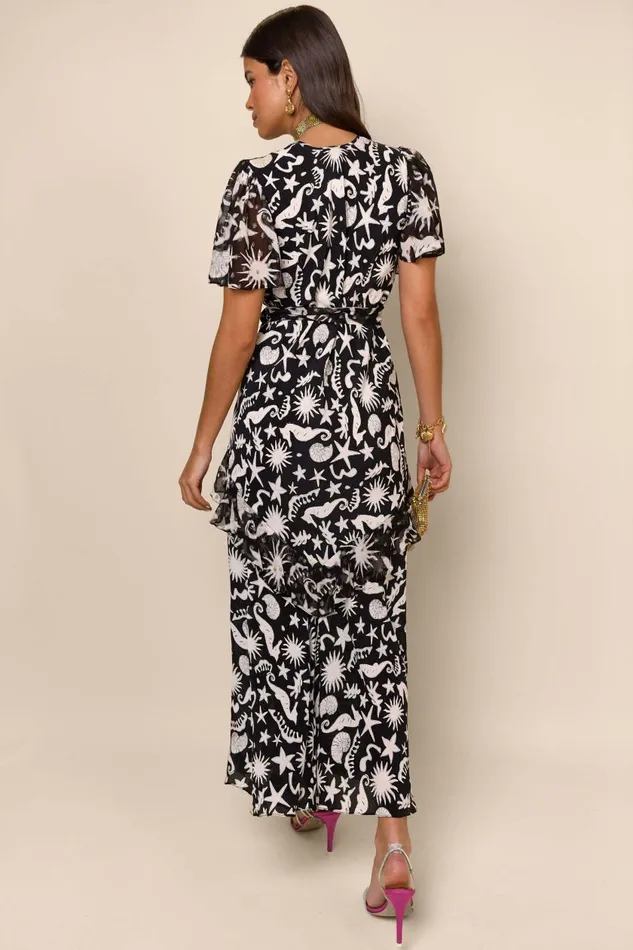 Evie Abstract Ocean Black Women RIXO Dresses