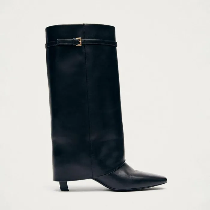 Evita Black Leather Boots Women ALOHAS Boots