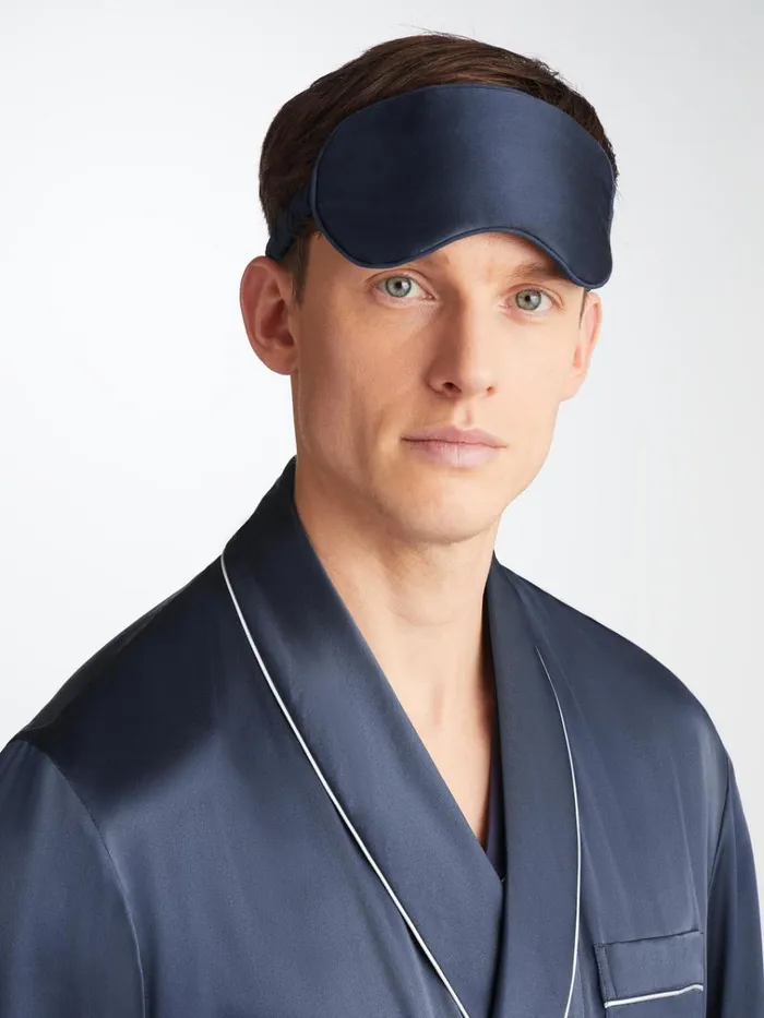 Eye Masks MenWomen Derek Rose Eye Mask Bailey Silk Satin Navy