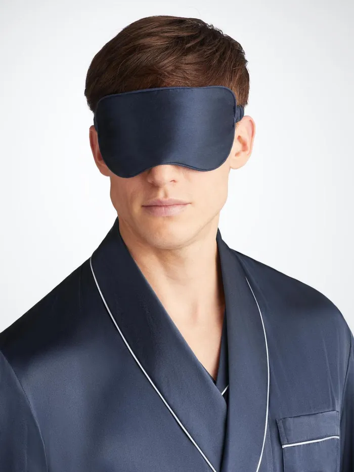 Eye Masks MenWomen Derek Rose Eye Mask Bailey Silk Satin Navy