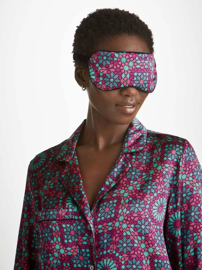 Eye Masks MenWomen Derek Rose Eye Mask Brindisi 98 Silk Satin Pink