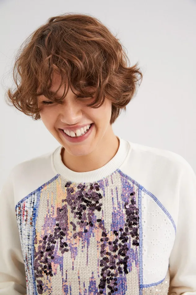 Fabric Patchwork Sweatshirt Women Desigual Sweatshirts