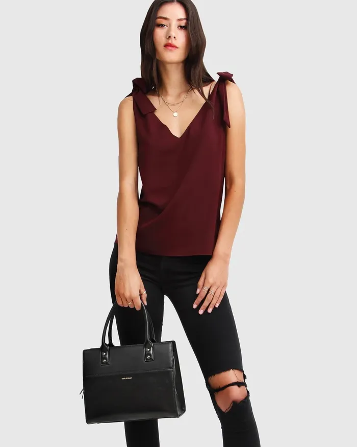 Feel For You VNeck Top 8211 Burgundy Tops Belle and Bloom Women