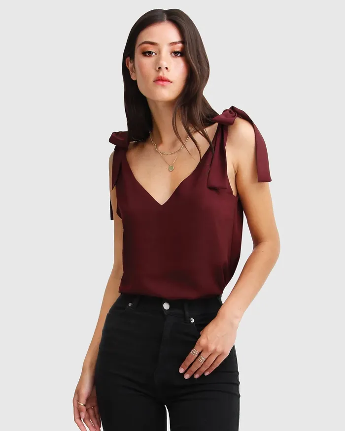Feel For You VNeck Top 8211 Burgundy Tops Belle and Bloom Women