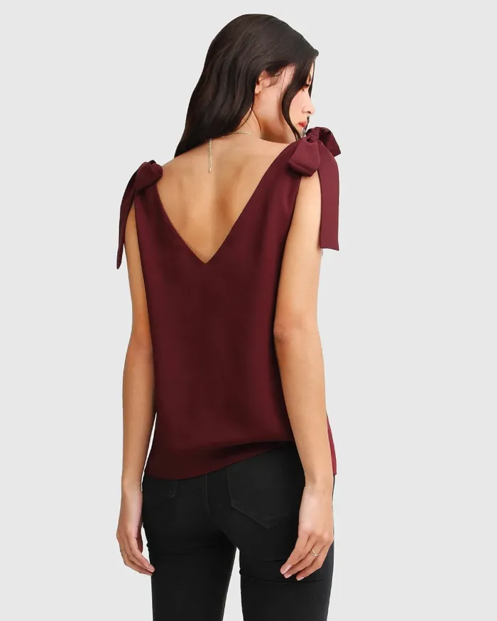 Feel For You VNeck Top 8211 Burgundy Tops Belle and Bloom Women