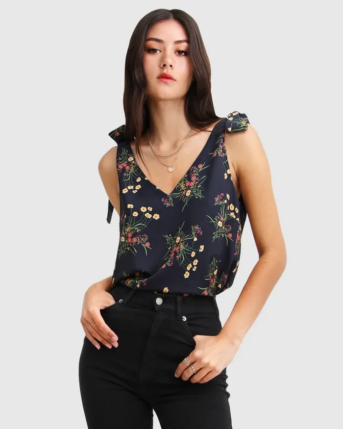Feel For You VNeck Top 8211 Navy Tops Belle and Bloom Women