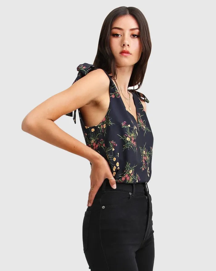 Feel For You VNeck Top 8211 Navy Tops Belle and Bloom Women