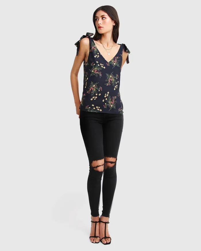 Feel For You VNeck Top 8211 Navy Tops Belle and Bloom Women