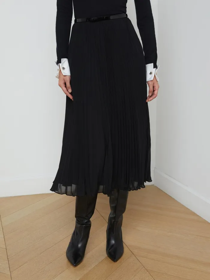 Fernanda Pleated Skirt Black Women L039Agence Skirts Fernanda Pleated Skirt Black Women L039Agence Skirts