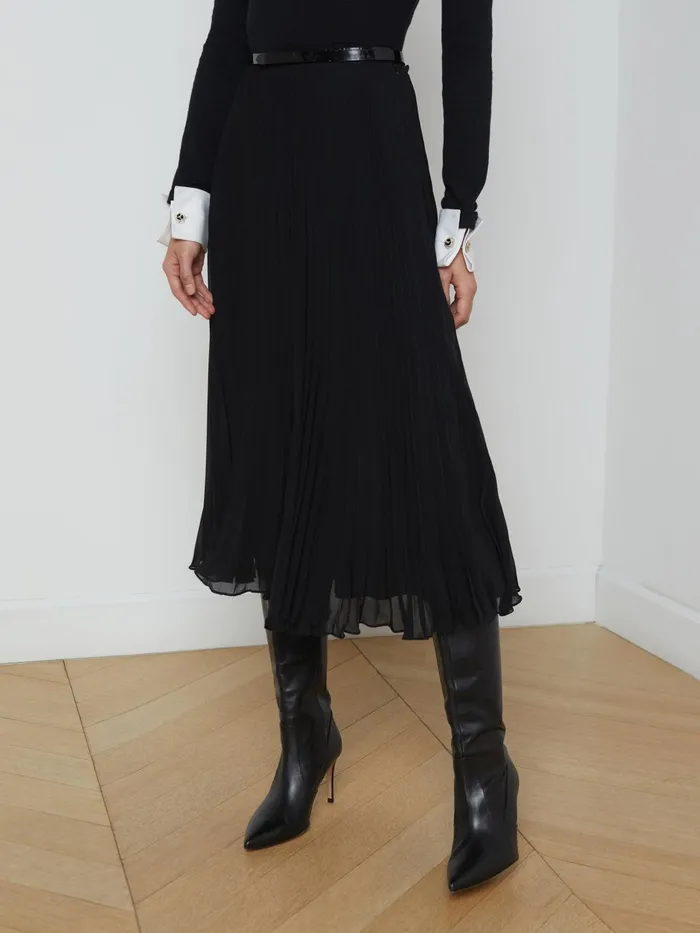 Fernanda Pleated Skirt Black Women L039Agence Skirts Fernanda Pleated Skirt Black Women L039Agence Skirts