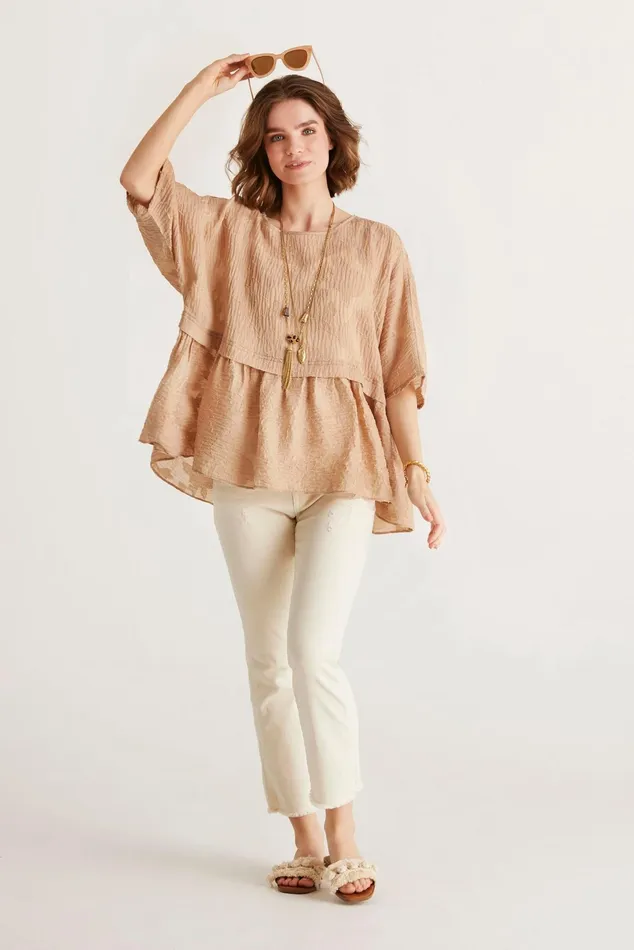 FINE BLOUSE 15088 191 Sand 191 Women IN FRONT BLOUSES SHIRTS