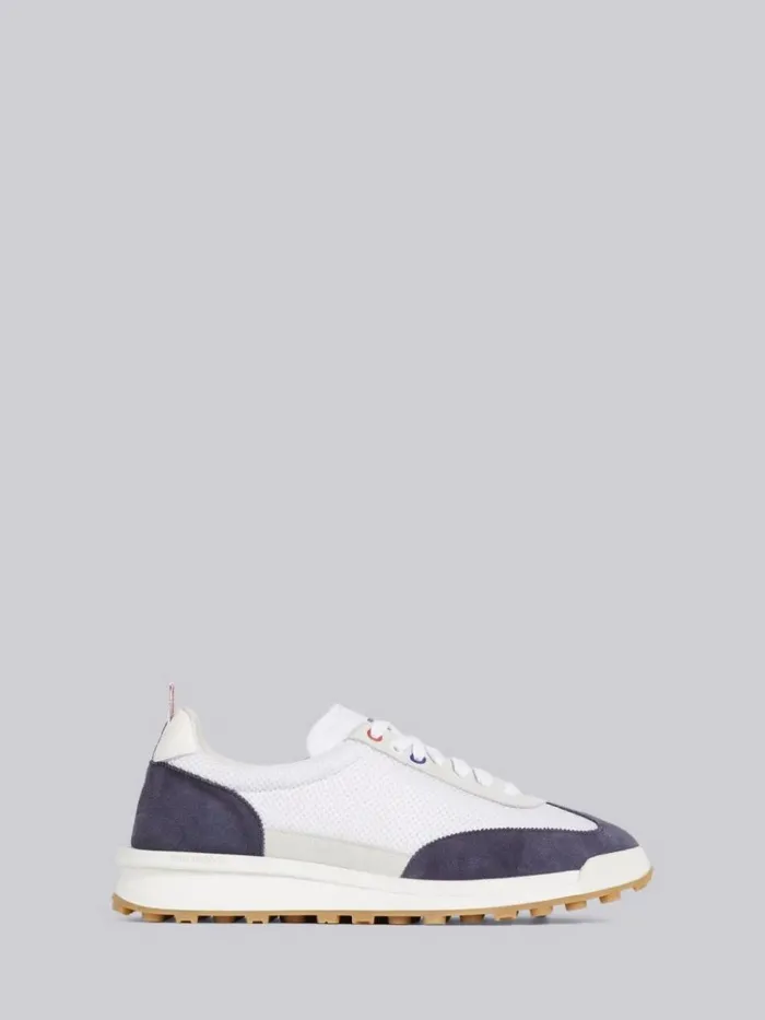 Fine Kid Suede Tech Runner Navy Men Thom Browne Sneakers