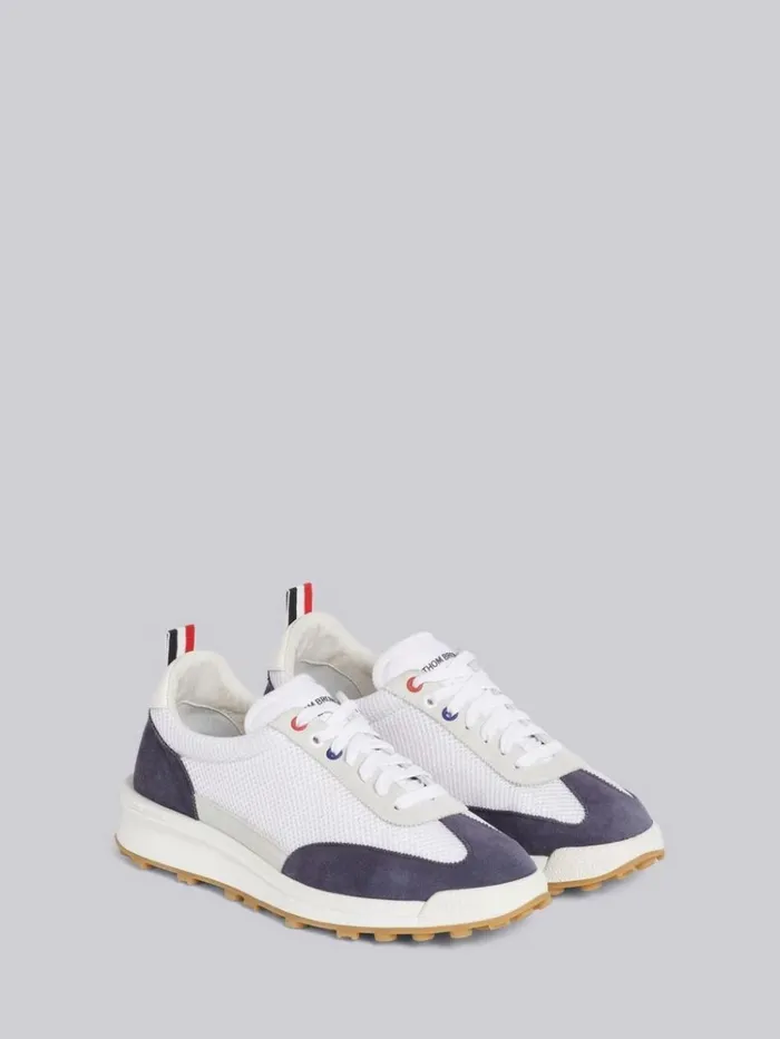 Fine Kid Suede Tech Runner Navy Men Thom Browne Sneakers