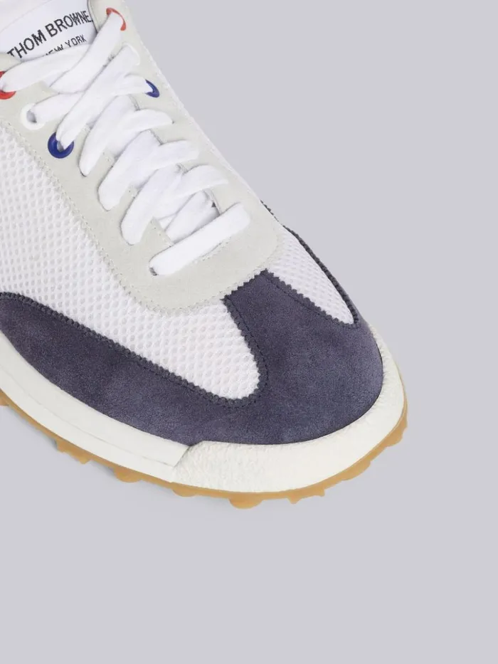 Fine Kid Suede Tech Runner Navy Men Thom Browne Sneakers
