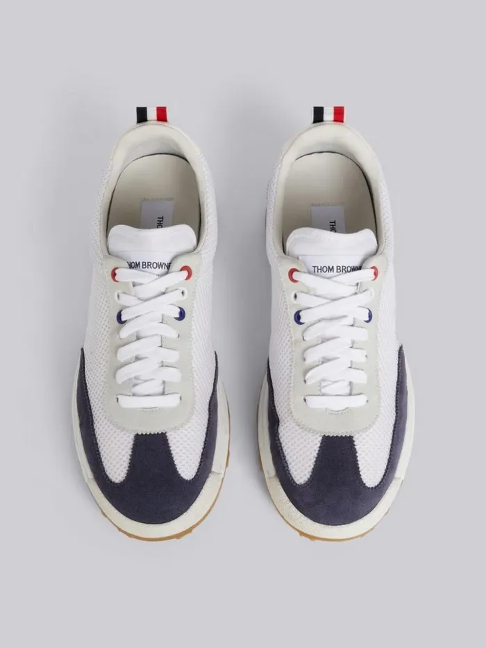 Fine Kid Suede Tech Runner Navy Men Thom Browne Sneakers