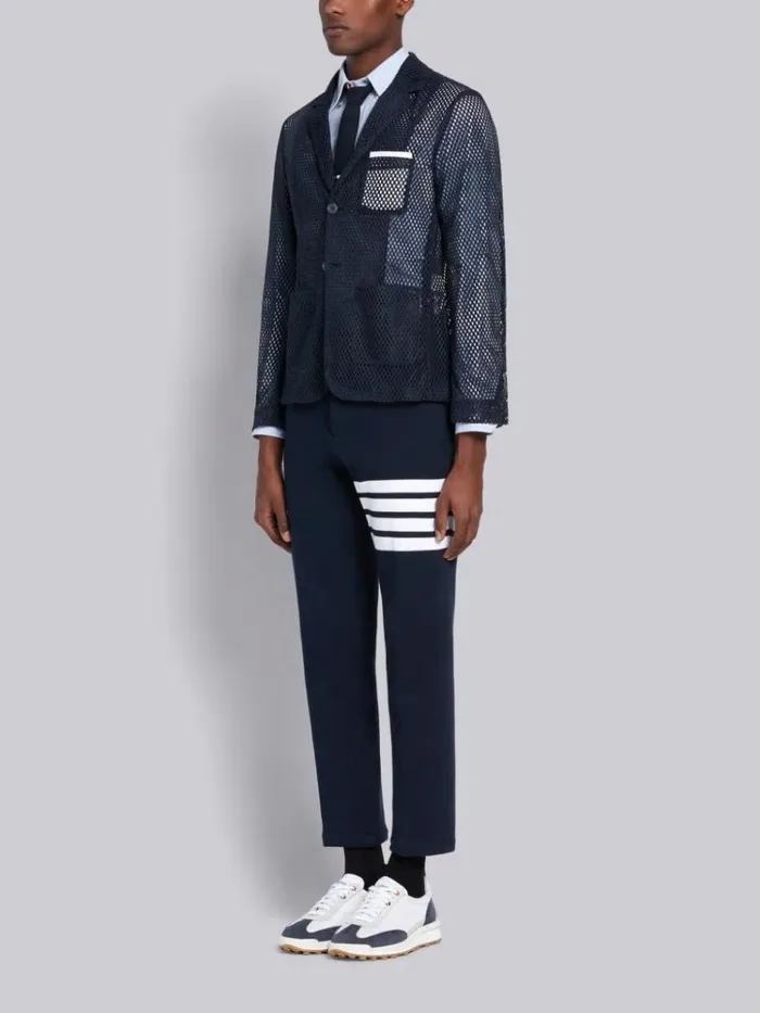Fine Kid Suede Tech Runner Navy Men Thom Browne Sneakers