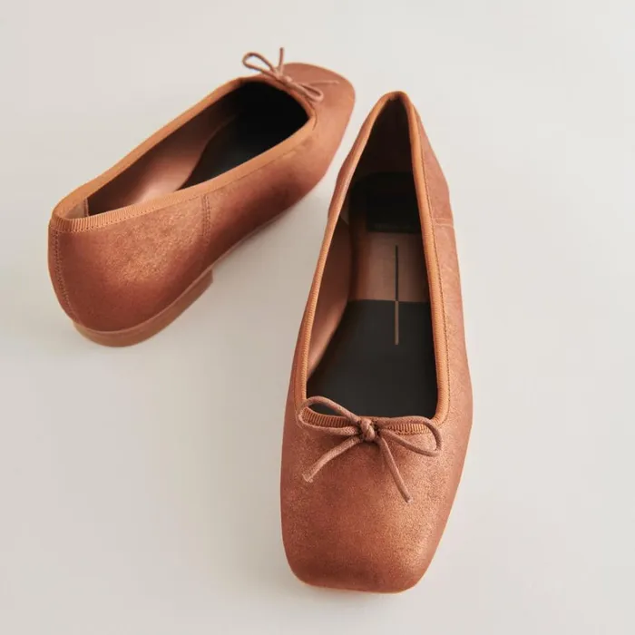 Flats and Loafers Women Dolce Vita Anisa Ballet Flats Copper Metallic Suede
