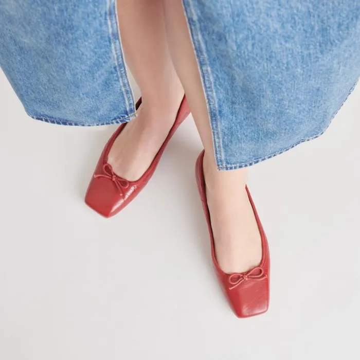 Flats and Loafers Women Dolce Vita Anisa Ballet Flats Red Crinkle Patent