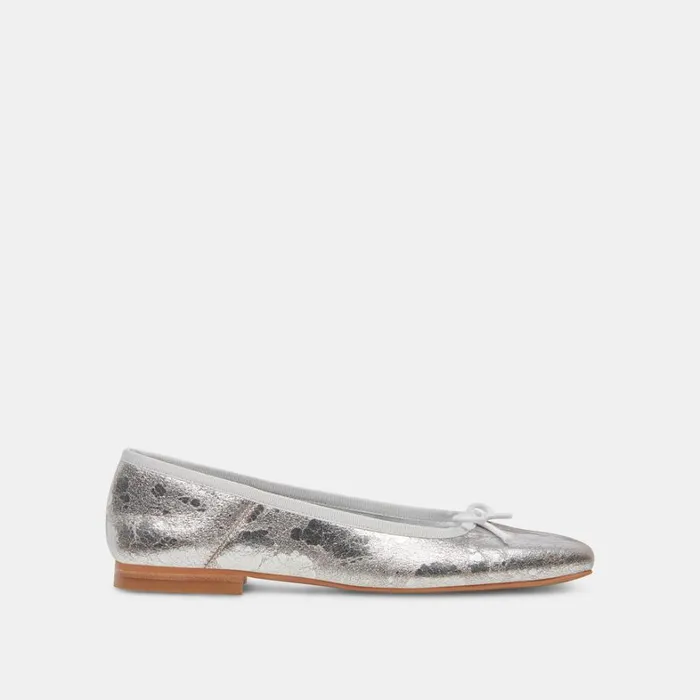 Flats and Loafers Women Dolce Vita Anisa Wide Ballet Flats Silver Distressed Leather Flats and Loafers Women Dolce Vita Anisa Wide Ballet Flats Silver Distressed Leather