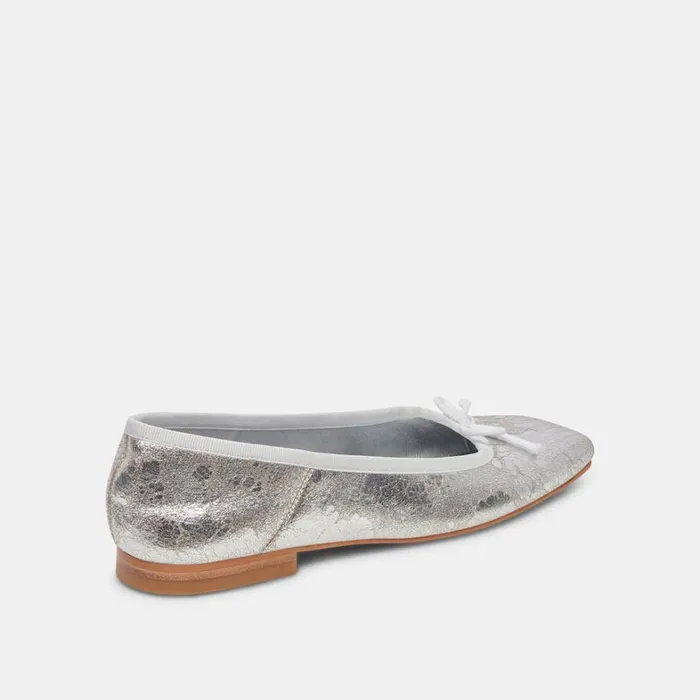 Flats and Loafers Women Dolce Vita Anisa Wide Ballet Flats Silver Distressed Leather
