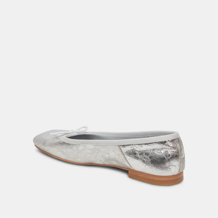 Flats and Loafers Women Dolce Vita Anisa Wide Ballet Flats Silver Distressed Leather