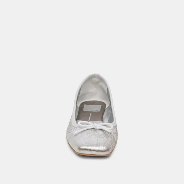Flats and Loafers Women Dolce Vita Anisa Wide Ballet Flats Silver Distressed Leather