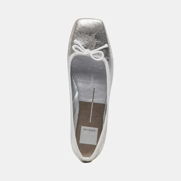 Flats and Loafers Women Dolce Vita Anisa Wide Ballet Flats Silver Distressed Leather