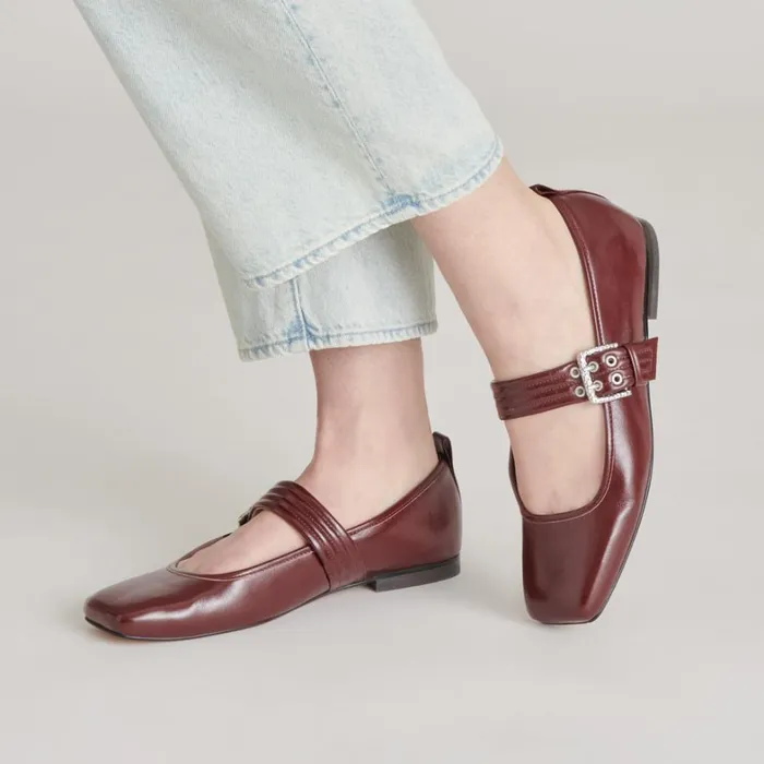 Flats and Loafers Women Dolce Vita Arora Ballet Flats Burgundy Crinkle Patent