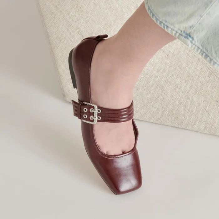 Flats and Loafers Women Dolce Vita Arora Ballet Flats Burgundy Crinkle Patent