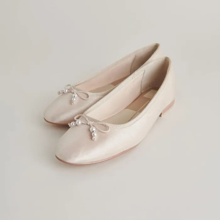 Flats and Loafers Women Dolce Vita Cacy Pearl Ballet Flats Vanilla Pearls