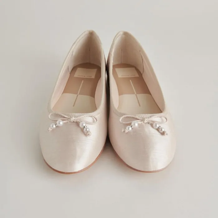 Flats and Loafers Women Dolce Vita Cacy Pearl Ballet Flats Vanilla Pearls