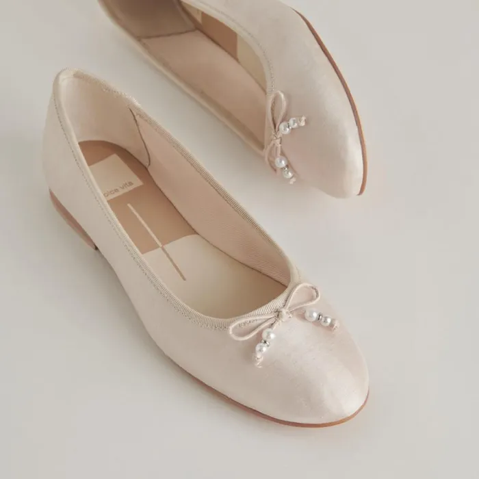 Flats and Loafers Women Dolce Vita Cacy Pearl Ballet Flats Vanilla Pearls