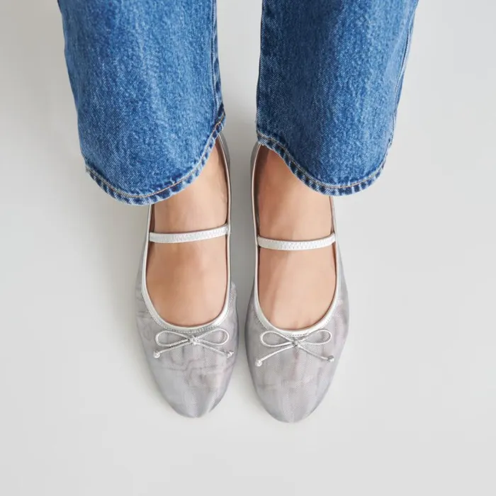 Flats and Loafers Women Dolce Vita Cadel Ballet Flats Silver Mesh