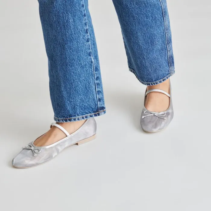 Flats and Loafers Women Dolce Vita Cadel Ballet Flats Silver Mesh