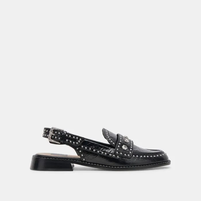 Flats and Loafers Women Dolce Vita Hardi Stud Loafers Midnight Crinkle Patent