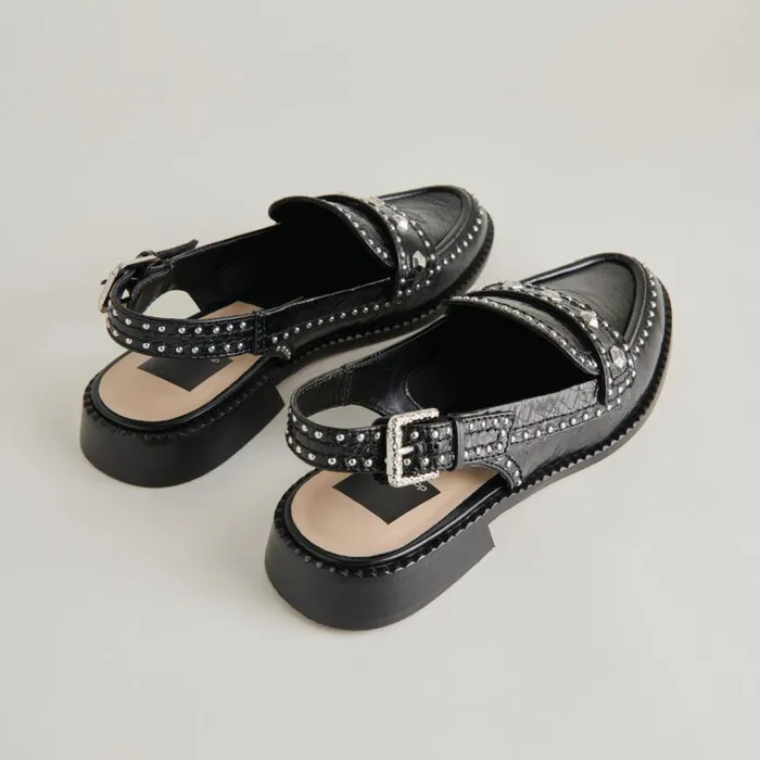 Flats and Loafers Women Dolce Vita Hardi Stud Loafers Midnight Crinkle Patent