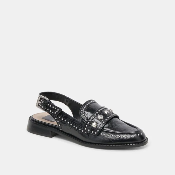 Flats and Loafers Women Dolce Vita Hardi Stud Loafers Midnight Crinkle Patent