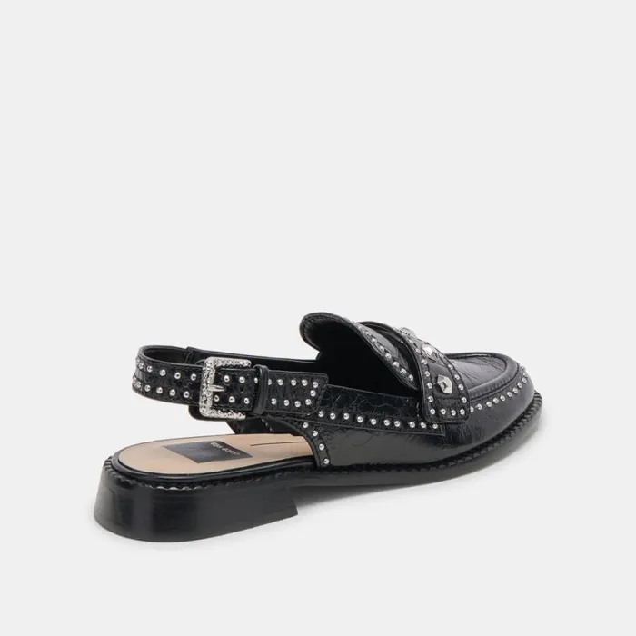 Flats and Loafers Women Dolce Vita Hardi Stud Loafers Midnight Crinkle Patent